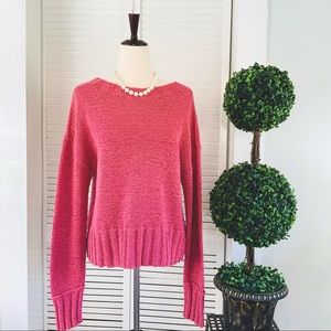 J CREW Rose Pink Cotton Blend Pullover Boatneck Sweater